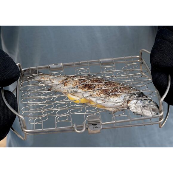 Stainless Steel Fish Grill Baskets 4-Pack BBQ Nonstick Fits All Grills 8.3x6.9 - Picture 12 of 13